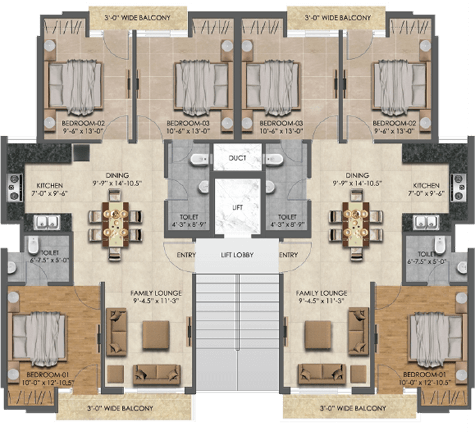 3 BHK Floor Plan